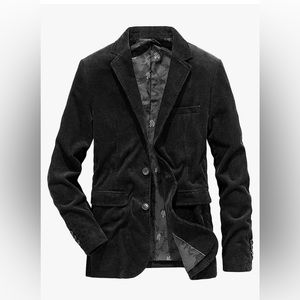 Chouyatou Men's Vintage Casual Work Wear Corduroy Suit Blazer Jacket!